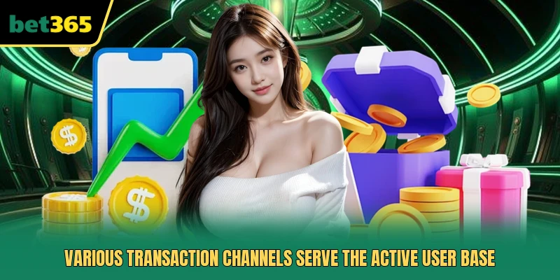 Various transaction channels serve the active user base