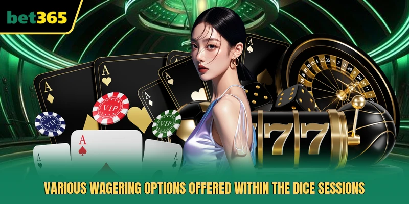 Various wagering options offered within the dice sessions